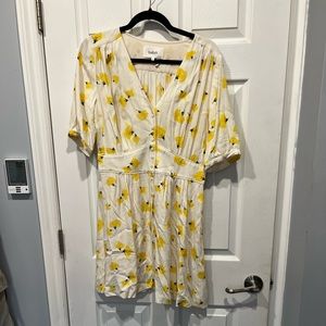 White and yellow floral summer dress